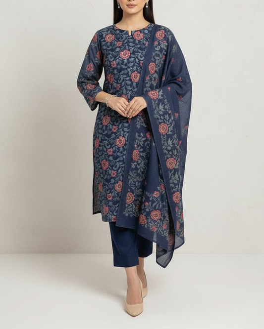 Midnight Bloom | Embroidered Lawn 3 Pcs