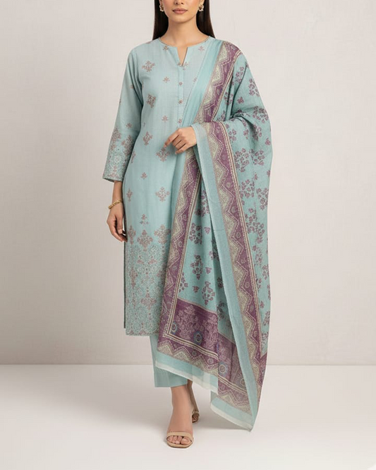 Aqua Serenity| Embroidered Lawn 3 Pcs