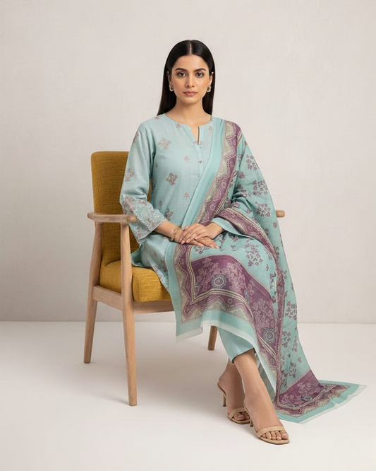 Aqua Serenity| Embroidered Lawn 3 Pcs