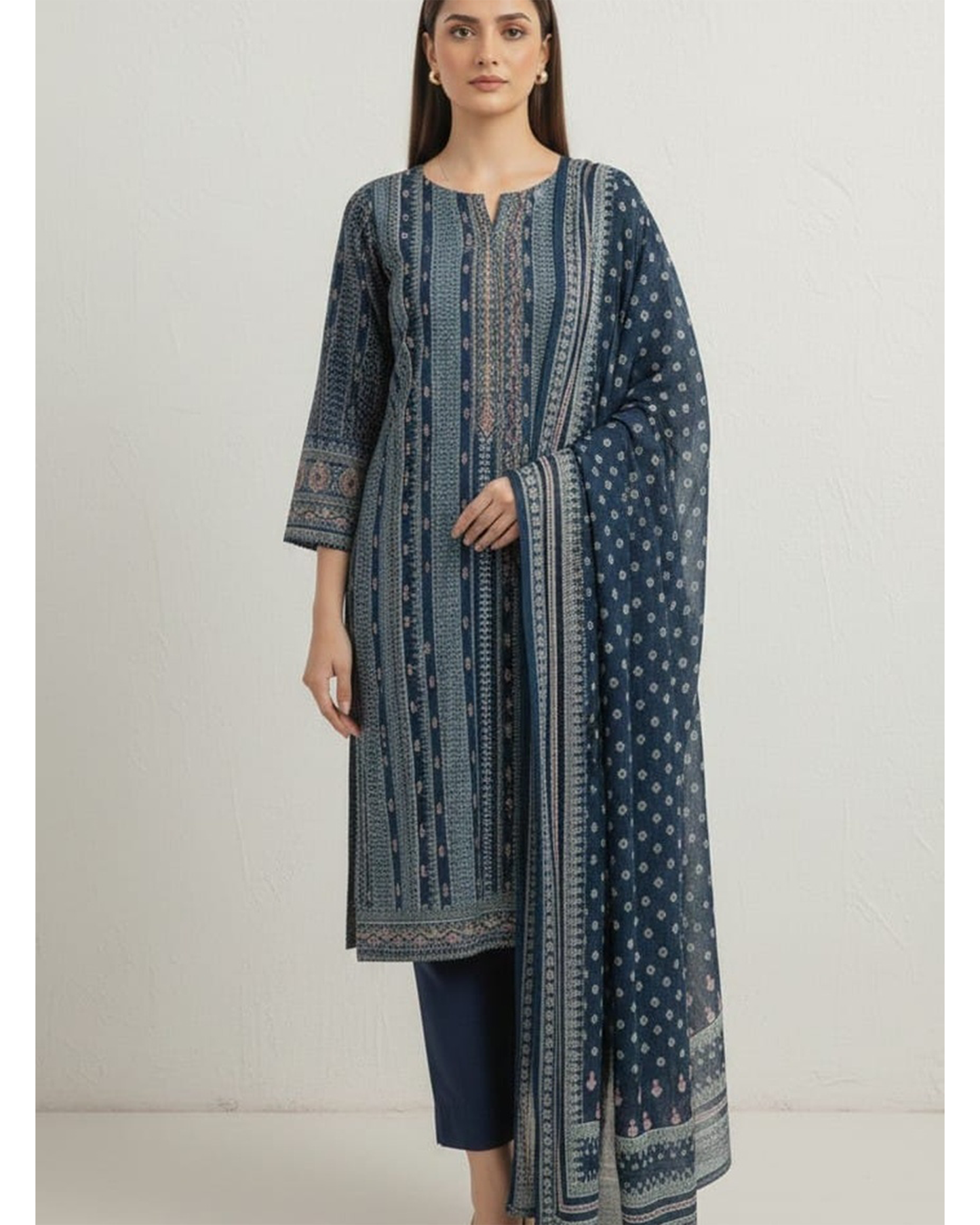 Indigo Heritage|3-Pcs Lawn Suit
