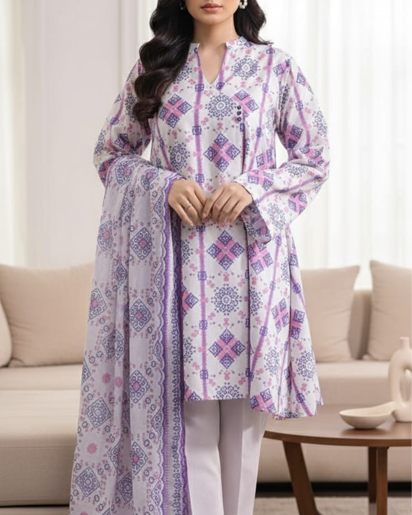 Lavender Mist Printed|3-Pcs Lawn Suit