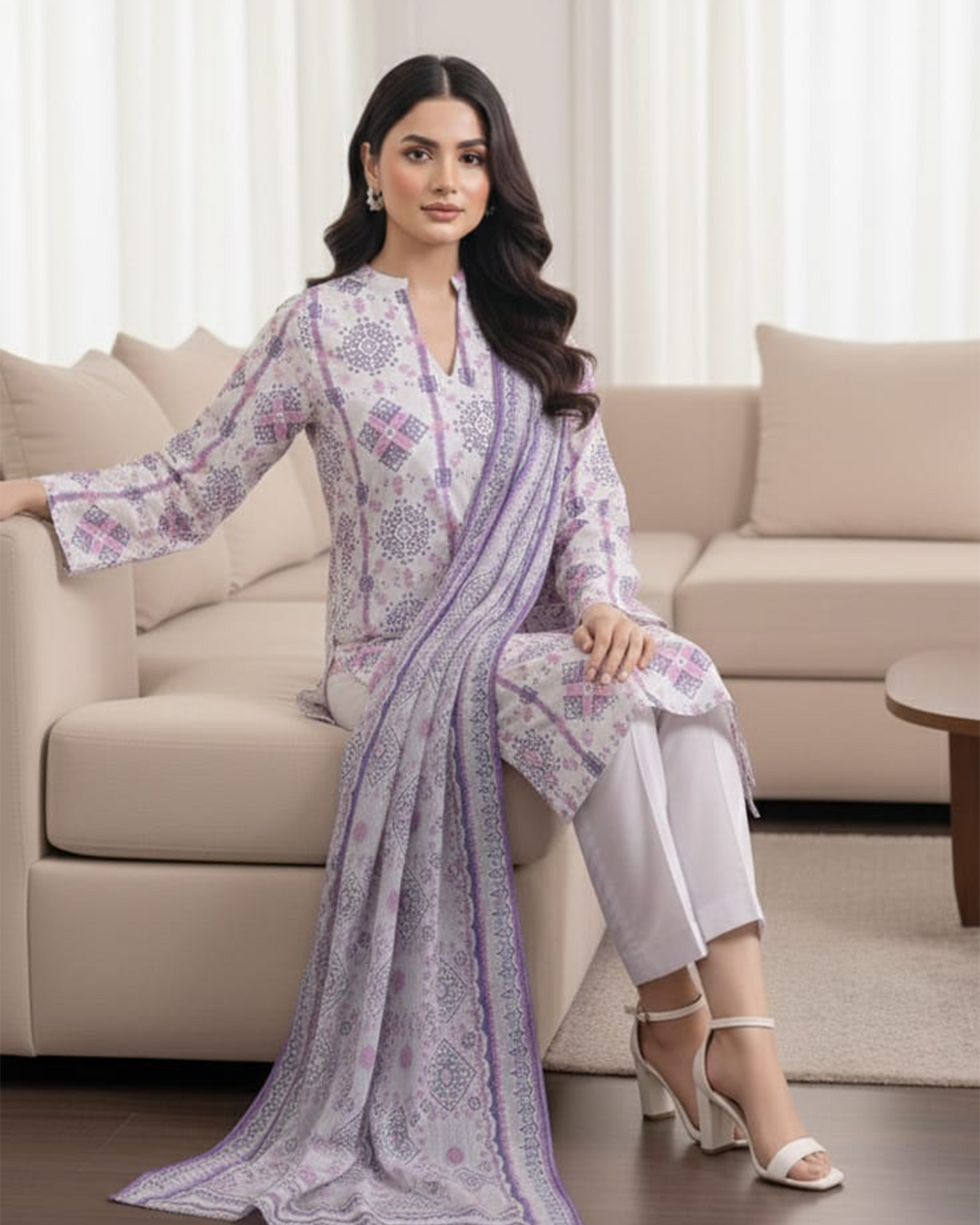 Lavender Mist Printed|3-Pcs Lawn Suit